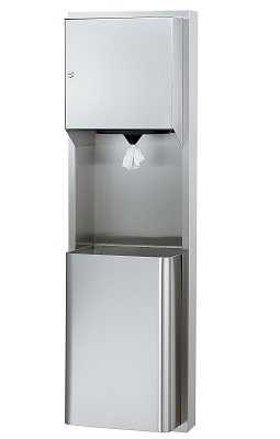Bradley 236-10 Semi-Recessed Towel Dispenser / Waste Receptacle, Center Pull, 12 Gal