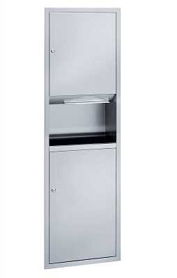 Bradley 238-10 Semi-Recessed Towel Dispenser and Waste Receptacle, 8.2 Gallon