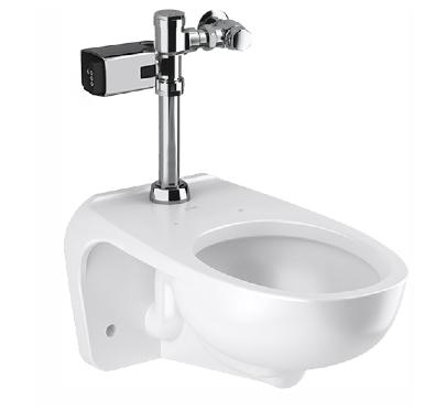 Sloan WETS-2450.1404 Wall Hung Vitreous China Toilet Fixture with Sensor Activated GEM 111-1.28 SFSM Closet Flushometer