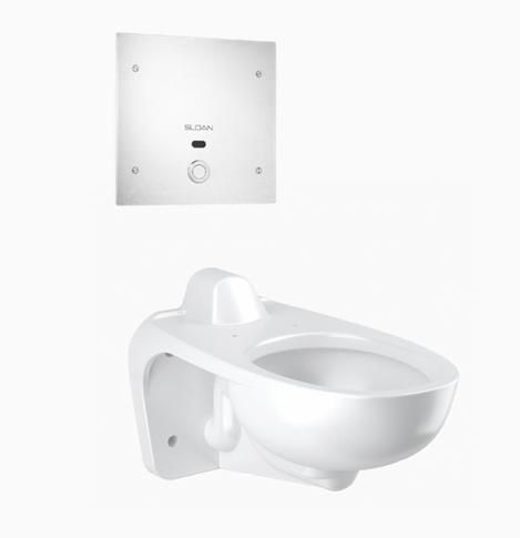 Sloan WETS-2460.1312 Wall Hung Vitreous China Toilet Fixture with Concealed, Sensor Activated, Royal Optima 152-1.28 ESS SWB Closet Flushometer