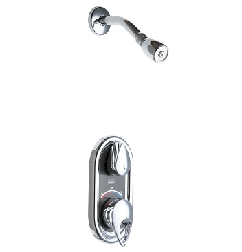 Chicago Faucets 2502-CP TempShield Thermostatic Pressure Balancing Shower Valve and Shower Head with Ball Joint