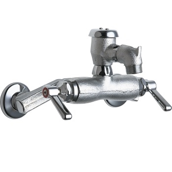 Chicago Faucets 305-VBRXKCRCF Sink Faucet, 3-3/8" Body, Rigid Atmospheric Vacuum Breaker Spout, 2-3/8" Lever Handle, 2-1/2" Offset Supply Arm with Integral Shut-off Stop, Rough Chrome Finish