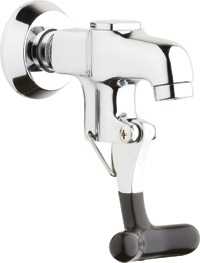 Chicago Faucets 312-ABCP Glass Filler, Wall Mounted, Integral One Piece Spout, 2.0 GPM Flow at 60 PSI, 3/8" NPT Male Inlet with Deck Flange, Coated Metal Handle with Lock Clip