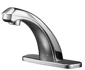 Sloan EBF-187-4-BDT Optima Plus 4 Inch Centerset Faucet, Sensor Activated, Battery Powered, ADA Compliant, Chrome Plated Brass with Metal Throat Plate and Below Deck Thermostatic Mixing Valve