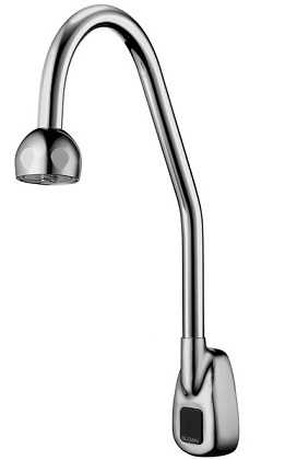 Sloan EBF-550-S-H-BDM Optima Plus Gooseneck Faucet, Sensor Activated, Battery Powered, ADA Compliant, Chrome Plated Brass, with Surgical Bend Spout, Shower Spray Head and Below Deck Mechanical Mixing Valve