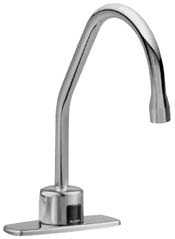 Sloan EBF-750-S-8-BDT Optima Plus 8" Centerset Gooseneck Faucet, Sensor Activated, Battery Powered, ADA Compliant, Chrome Plated Brass, with Surgical Bend Spout and Below Deck Thermostatic Mixing Valve