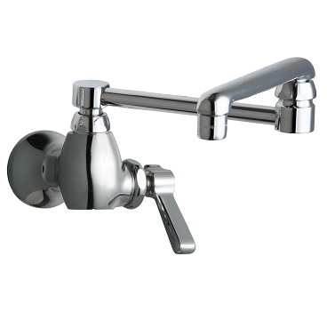 Chicago Faucets 332-DJ13E35ABCP Single Supply Sink Faucet, 13" Double-jointed Swing Spout, 1.5 GPM Softflo Aerator, 2-3/8" Lever Handle