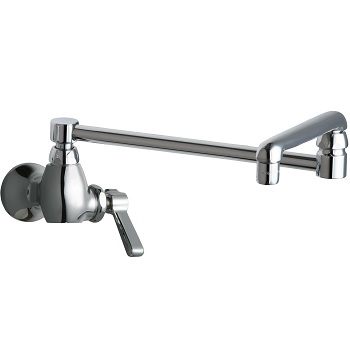 Chicago Faucets 332-DJ18E35ABCP Single Supply Sink Faucet, 18" Double-jointed Swing Spout, 1.5 GPM Softflo Aerator, 2-3/8" Lever Handle