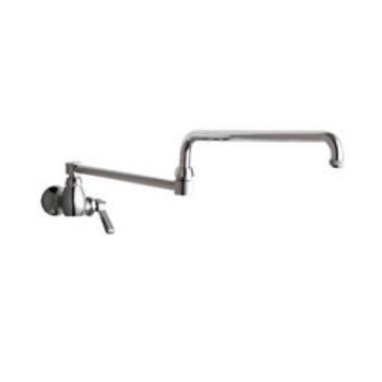 Chicago Faucets 332-DJ26ABCP Single Supply Sink Faucet, 26" Double-jointed Swing Spout, Full-flow Quixtop Outlet, 2-3/8" Lever Handle