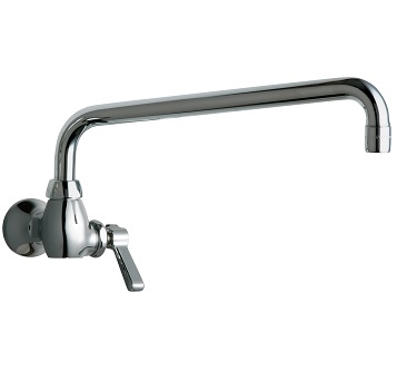 Chicago Faucets 332-L12E35ABCP Single Supply Sink Faucet, 12" L Type Swing Spout, 1.5 GPM Softflo Aerator, 2-3/8" Lever Handle