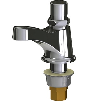 Chicago Faucets 333-SLOLEOPSHAB Single Supply Metering Sink Faucet, 3-3/8" Center to Center Integral Cast Brass Spout, NAIAD Metering Cartridge, Adjustable Cycle Time Closure