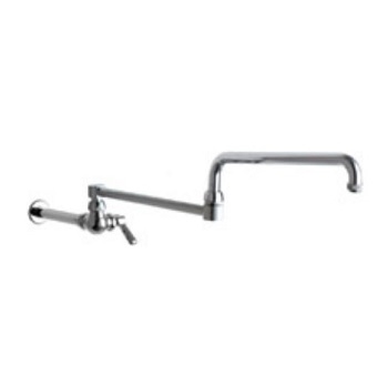 Chicago Faucets 334-DJ26ABCP Wok Filler Faucet, 24" Double-jointed Swing Spout, Full-flow Quixtop Outlet, 2-3/8" Lever Handle, 33-3/4" Overall Length