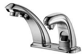 Sloan ESD-30880-P CP Soap Dispenser with Faucet Combination, AC Powered, Sensor Activated, ADA Compliant, Chrome Plated Brass, with Metal Throat Plate and Plug-In Transformer ETF-233 (DISCONTINUED)