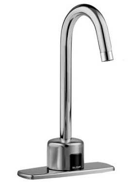 Sloan ETF-700-8-P-BDM Optima 8" Centerset Gooseneck Faucet, Sensor Activated, Electronic, ADA Compliant, Chrome Plated Brass, with Plug-In Transformer ETF-233 and Below Deck Mechanical Mixing Valve