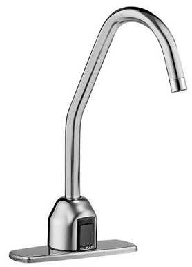 Sloan ETF-700-S-8-B-ADM Optima 8" Centerset Gooseneck Faucet, Sensor Activated, Electronic, ADA Compliant, Chrome Plated Brass, with Surgical Bend Spout, Box Mount Transformer and Above Deck Mechanical Mixing Valve