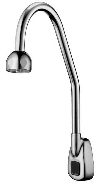 Sloan ETF-500-S-H-LT Optima Gooseneck Faucet, Sensor Activated, Electronic, Wall Mount, ADA Compliant, Chrome Plated Brass, with Shower Spray Head, Surgical Bend Spout and Less Transformer