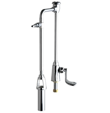 Chicago Faucets 349-80102CP Mortuary Fitting with Quick Disconnect Socket and Plug, 6" Elbow Blade Handle, Vacuum Breaker