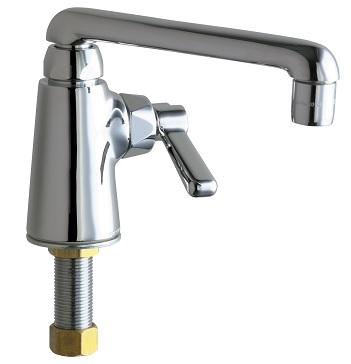 Chicago Faucets 349-E35XKABCP Single Supply Sink Faucet, 6" S Type Swing Spout, 1.5 GPM Softflo Aerator, Ceramic Cartridge, 2-3/8" Lever Handle