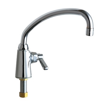 Chicago Faucets 349-L9ABCP Single Supply Sink Faucet, 2.2 GPM Softflo Aerator, 9-1/2" L-Type Spout, Lever Handle
