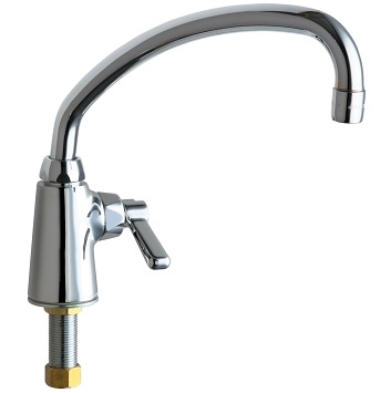 Chicago Faucets 349-L9E35ABCP Single Supply Sink Faucet, 9-1/2" L Type Swing Spout, 1.5 GPM Softflo Aerator, 2-3/8" Lever Handle