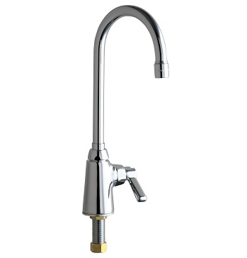 Chicago Faucets 350-244ABCP Single Supply Sink Faucet, 5-1/4" Gooseneck Spout, 2.2 GPM Softflo Aerator, Klo-Self Self-closing Cartridge, 2-3/8" Lever Handle