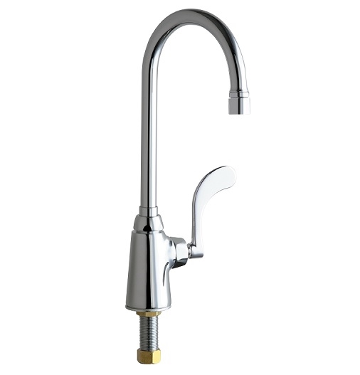 Chicago Faucets 350-317VPAXKABCP Single Supply Sink Faucet, 5-1/4" Gooseneck Spout, 2.2 GPM Vandal Proof Softflo Aerator, 4" Wristblade Handle