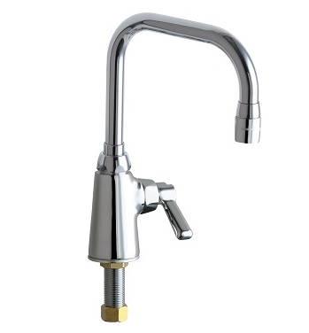Chicago Faucets 350-DB6AE35ABCP Single Supply Sink Faucet, 6-1/4" Double-bend Spout, 1.5 GPM Softflo Aerator, Lever Handle