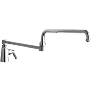 Chicago Faucets 350-DJ26ABCP Sink Faucet, Single Supply, 26" Double-jointed Swing Spout, Full Flow Quixtop Outlet with Single Screen Design, 2-3/8" Lever Handle