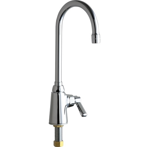 Chicago Faucets 350-E35ABCP Single Supply Sink Faucet, 5-1/4" Gooseneck Spout, 1.5 GPM Softflo Aerator, Lever Handle