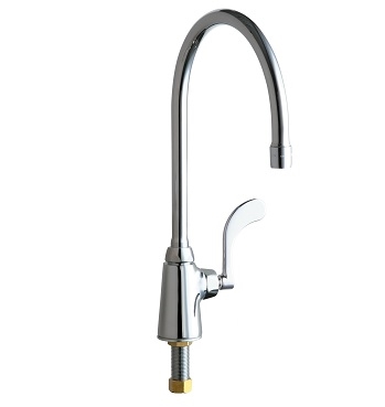 Chicago Faucets 350-G8AE29-317XKAB Single Supply Sink Faucet, 8" Gooseneck Spout, 2.2 GPM Laminar Flow Non-Aerating Outlet, Ceramic 1/4-Turn Operating Cartridge, 4" Wristblade Handle