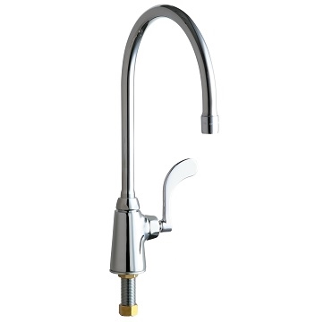 Chicago Faucets 350-G8AE35-317XKAB Single Supply Sink Faucet, 8" Gooseneck Spout, 1.5 GPM Softflo Aerator, Ceramic Cartridge, 4" Wristblade Handle