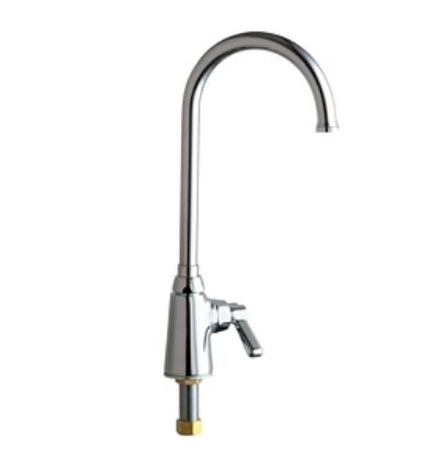 Chicago Faucets 350-GN2FCABCP Single Supply Sink Faucet, 5-1/4" Gooseneck Spout, 1.5 GPM Laminar Flow Control, Lever Handle