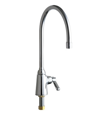 Chicago Faucets 350-GN8AE3ABCP Single Supply Sink Faucet, 8" Gooseneck Spout, 2.2 GPM Softflo Aerator, Lever Handle