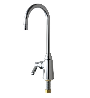 Chicago Faucets 350-LHABCP Single Supply Sink Faucet with Left Hand Operation, 5-1/4" Gooseneck Spout, 2.2 GPM Vandal Proof Softflo Aerator, Lever Handle