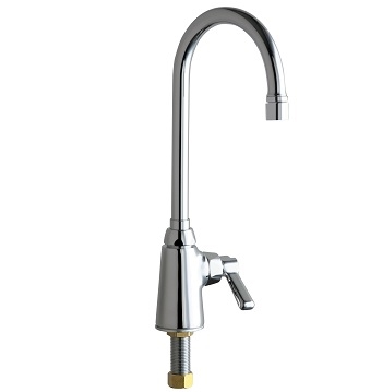 Chicago Faucets 350-VPCABCP Single Supply Sink Faucet, 5-1/4" Gooseneck Spout, 2.2 GPM Vandal Proof Softflo Aerator, 2-3/8" Lever Handle