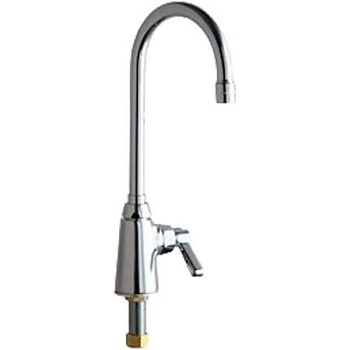 Chicago Faucets 350-VPHABCP Single Supply Sink Faucet, 5-1/4" Gooseneck Spout, 2.2 GPM Softflo Aerator, 2-3/8" Lever Handle