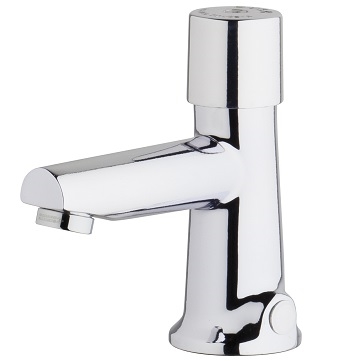 Chicago Faucets 3501-E2805ABCP Hot and Cold Water Metering Mixing Sink Faucet, Single Hole, Dual Supply, 4" Integral Spout, 0.5 GPM Econo-Flo Non-Aerating Spray, Concealed Internal Temperature Control Mixer with Hot Water Adjustment Limit Stop