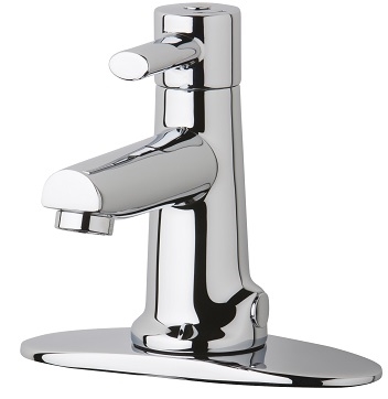 Chicago Faucets 3511-4E2805AB Hot and Cold Water Mixing Sink Faucet, 4" Fixed Centers, 0.5 GPM Econo-Flo Non-Aerating Spray, Includes 4" Cover Plate Kit, Concealed Internal Temperature Control Mixer