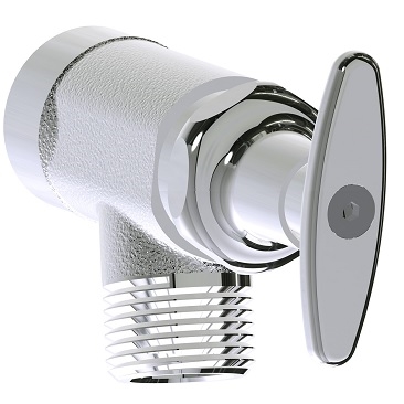 Chicago Faucets 387-LEFRCF Inside Sill Fitting, 2-1/4" Tee Handle, 3/4" NPT Female Inlet, 3/4" Male Hose Thread Outlet, Less Wall Flange, Rough Chrome Plated