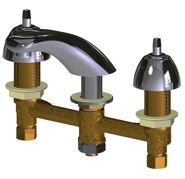 Chicago Faucets 404-E70LEHAB Concealed Hot and Cold Water Sink Faucet, 8" Fixed Centers, 0.5 GPM Non-Aerating Laminar Outlet, Less Handle