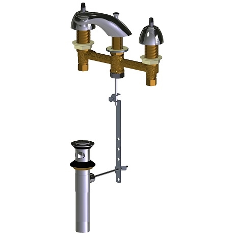 Chicago Faucets 404-E74POLEHAB Concealed Hot and Cold Water Sink Faucet with Pop-up Waste, 8" Fixed Centers, 1.0 GPM Non-Aerating Laminar Outlet, Less Handle