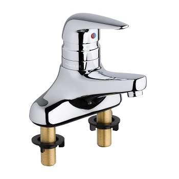 Chicago Faucets 420-T41E74ABCP Single Lever Hot and Cold Water Thermostatic Mixing Sink Faucet, 4" Fixed Centers, 1.0 GPM Non-Aerating Laminar Outlet, TempShield Scald Protection