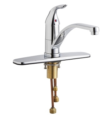 Chicago Faucets 431-MPABCP Single Lever Hot and Cold Water Mixing Sink Faucet, 8" Fixed Centers, 1.5 GPM Laminar Flow Non-Aerating Outlet, 9-1/2" Integral Spout, User Adjustable Temperature Control Mixer, Qty Pack only (6/pack)