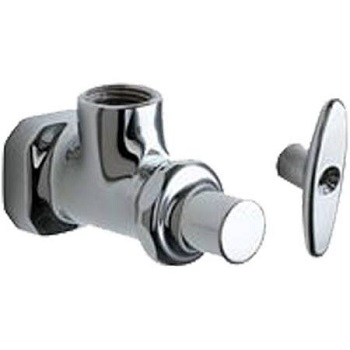 Chicago Faucets 441-LKABCP Angle Stop Fitting with Loose Key, 3/8" NPT Female Thread Inlet, 3/8" NPT Female Thread Outlet, 2-1/4" Tee Handle