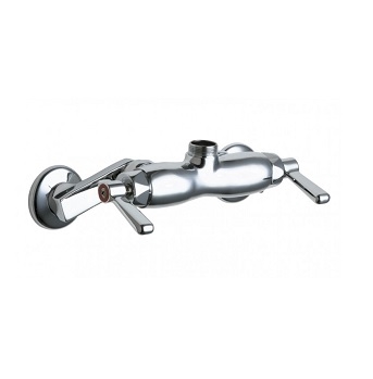 Chicago Faucets 445-LESAB Hot and Cold Water Sink Faucet, 3-3/8" Body with Adjustable Arms, Lever Handle, Less Spout