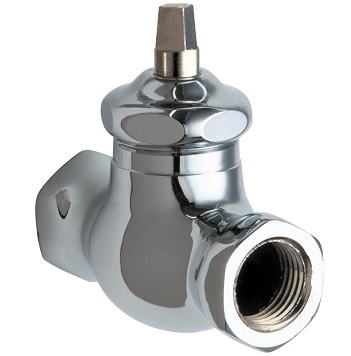 Chicago Faucets 45-LEHAB Straight Stop Fitting, 1/2" NPT Female Thread Inlet, 1/2" NPT Female Thread Outlet, Slow Compression Operating Cartridge, Less Handle