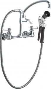 Chicago Faucets 509-GCLABCP Pre-Rinse Fitting with Adapta-Faucet, Wall Mounted, 8" Body, Adjustable Arms, 1.0 GPM at 60 PSI Spray Valve, 9-1/2" L-Type Spout, Lever Handle (DISCONTINUED)