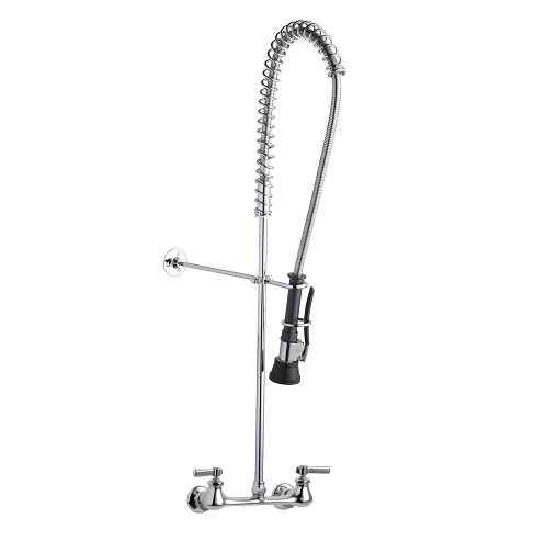 Chicago Faucets 510-GCTFABCP Pre-Rinse Fitting, 8" Body, Adjustable Arms, 0.91 / 0.99 GPM at 60 PSI Triple Force Low Flow Spray Valve, Lever Handle