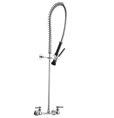 Chicago Faucets 510-GWSLXKCAB Wall Mounted Pre-Rinse Fitting, 1.0 GPM at 60 PSI Spray Valve, Ceramic Operating Cartridge, Shank Assembly, 2-3/8" Lever Handle