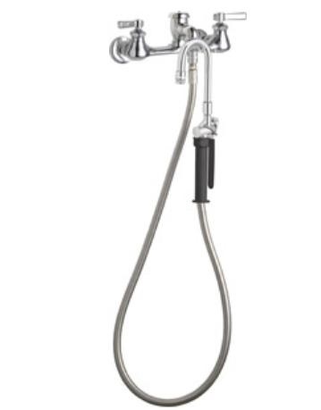 Chicago Faucets 512-GXKCABCP Pot and Kettle Filler, 8" Centers with Adjustable Arms, Full Flow Kettle Filler Valve, Ceramic Cartridge with Check Valve, 2-3/8" Lever Handle